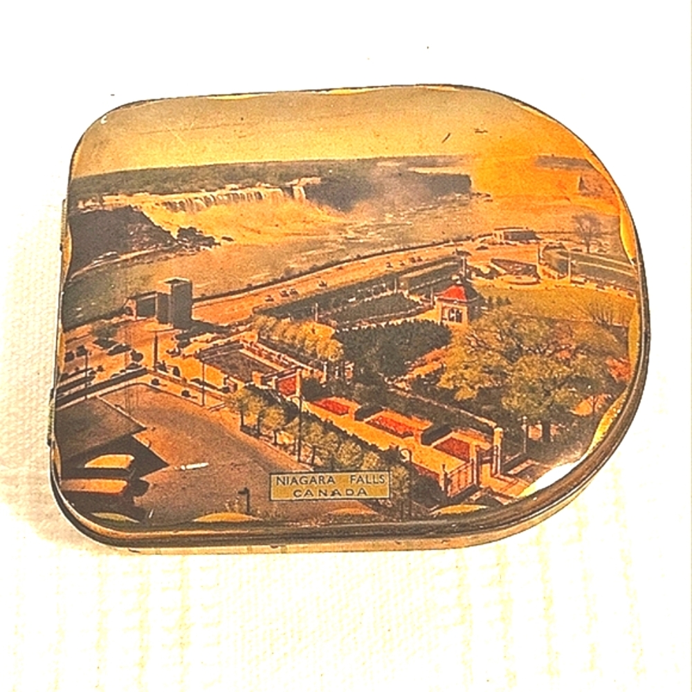Vintage Niagara Falls Canadian Side Unique Shape Toffee Candy Souvenir Tin